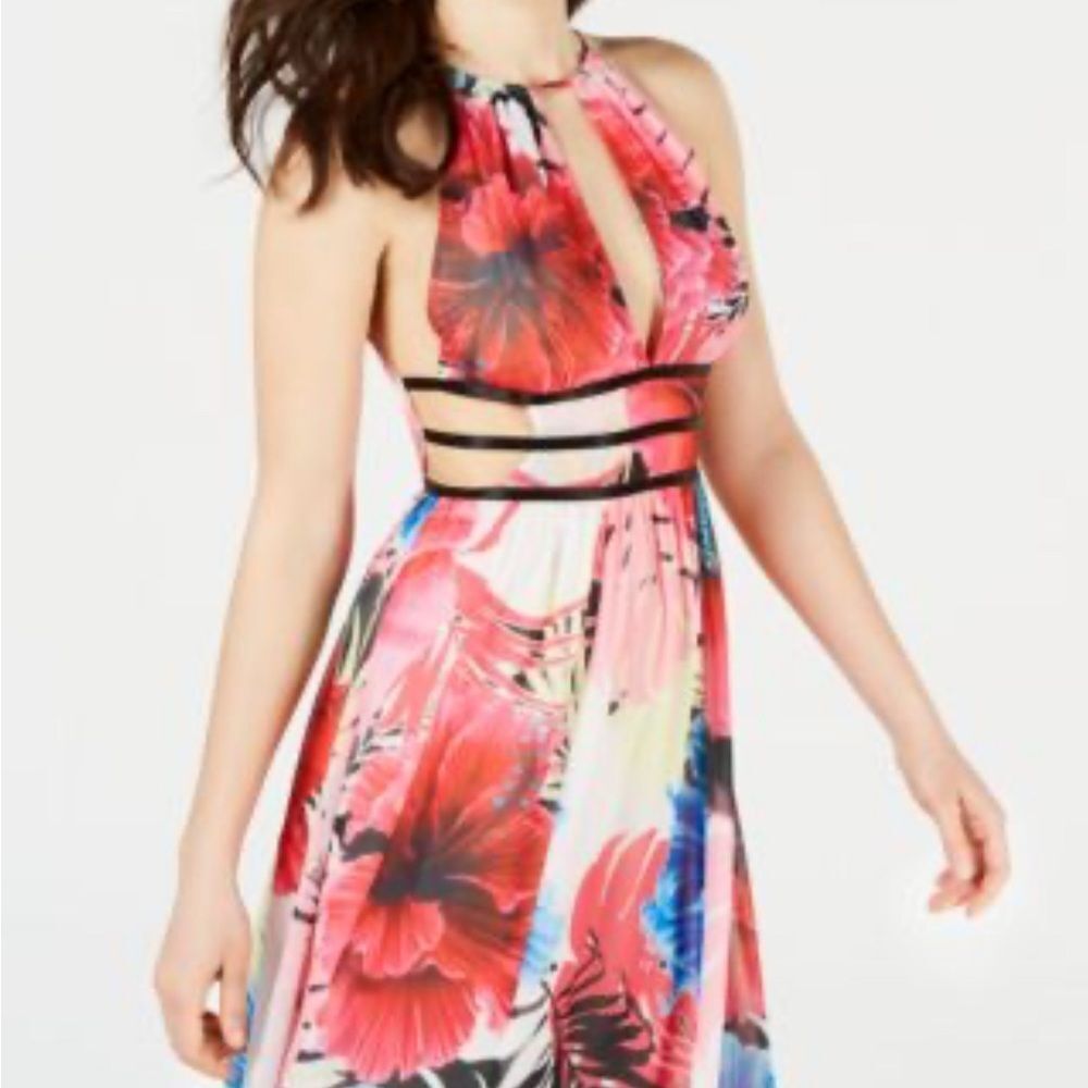 NWT Guess Floral Halter Lightweight Maxi Dress in Pink & Blue Size XS - Picture 4 of 12